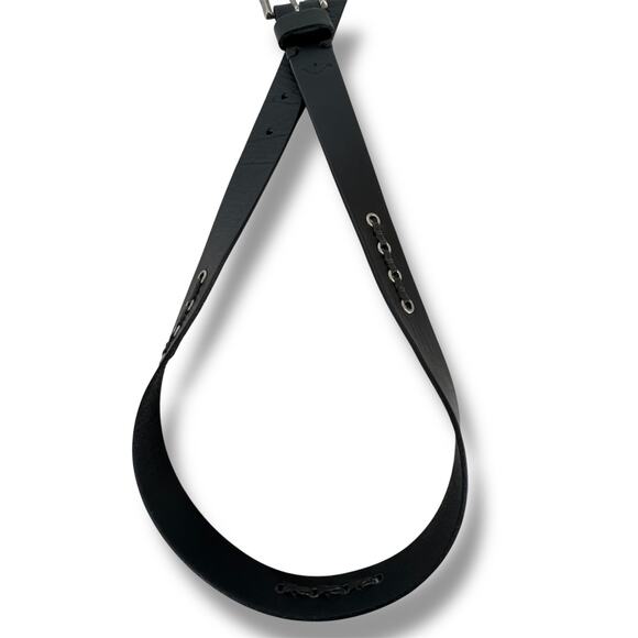 DOCKERS Black Leather Belt Rivets Lacing Medium   Moto  Goth  Rocker - Picture 3 of 5